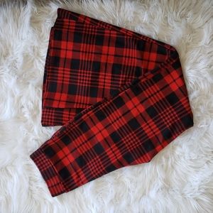 Red plaid Flare Pants